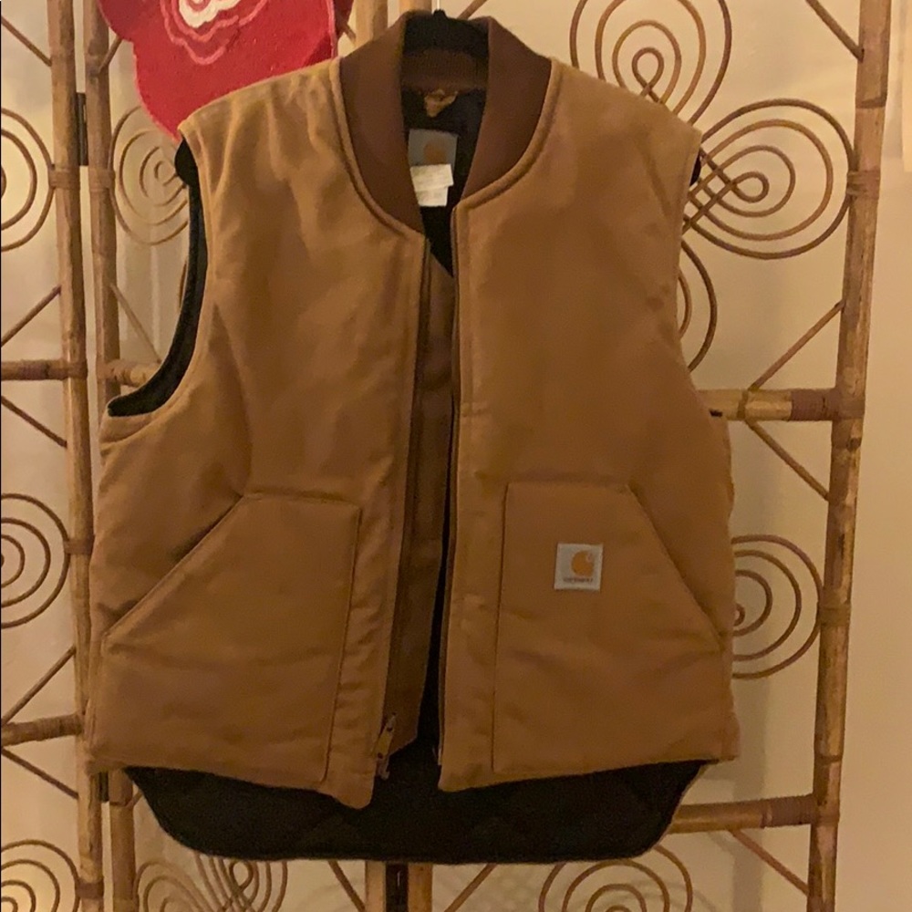 Carhartt insulated brown canvas vest work warm